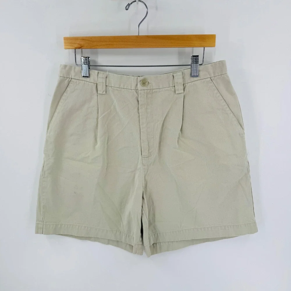 Vintage GAP Classic Khaki Pleated Chino Shorts Size 14 High Rise 90s Y2K